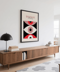 Contemporary Abstract Eye Poster with Red, Black, White, Pink for lounge