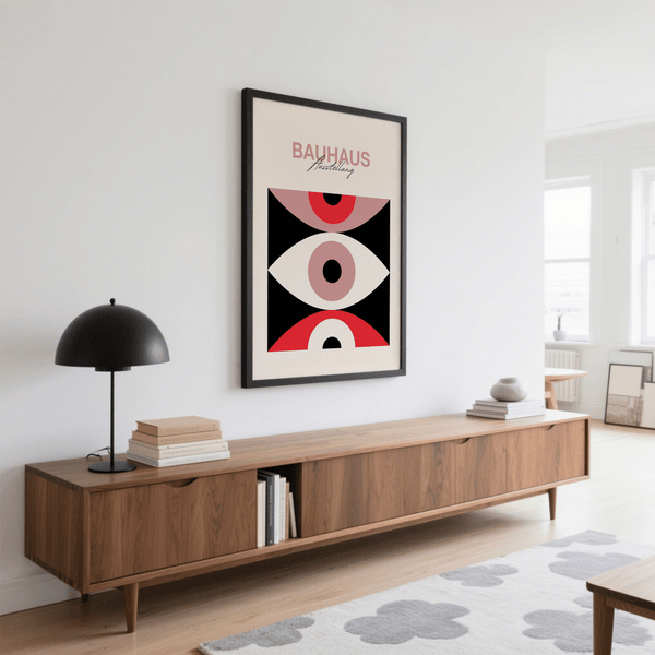 Contemporary Abstract Eye Poster with Red, Black, White, Pink for lounge