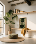 Green Wabi Sabi Print wall art, ideal in a beige and green-themed lounge