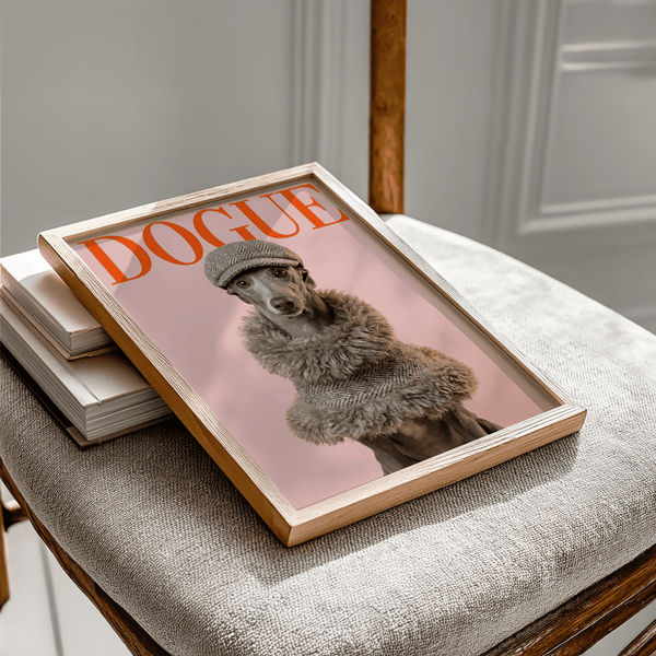 Dressed Up Dog Print in Red and Gray for kitchen wall art