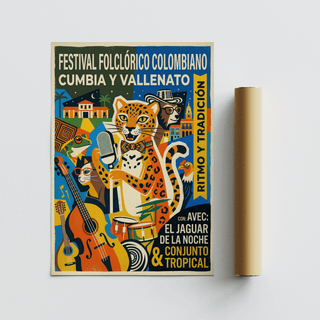 Instrument-themed wall art print showing acoustic guitar and upright bass in bold shapes