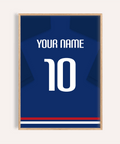 Featuring the Japan Football  Shirt Poster with jersey back, YOUR NAME text, and number 10 print