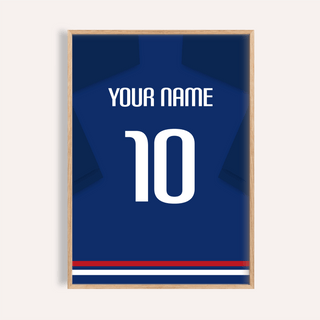 Football Shirt Poster in Plain Blue with White Number