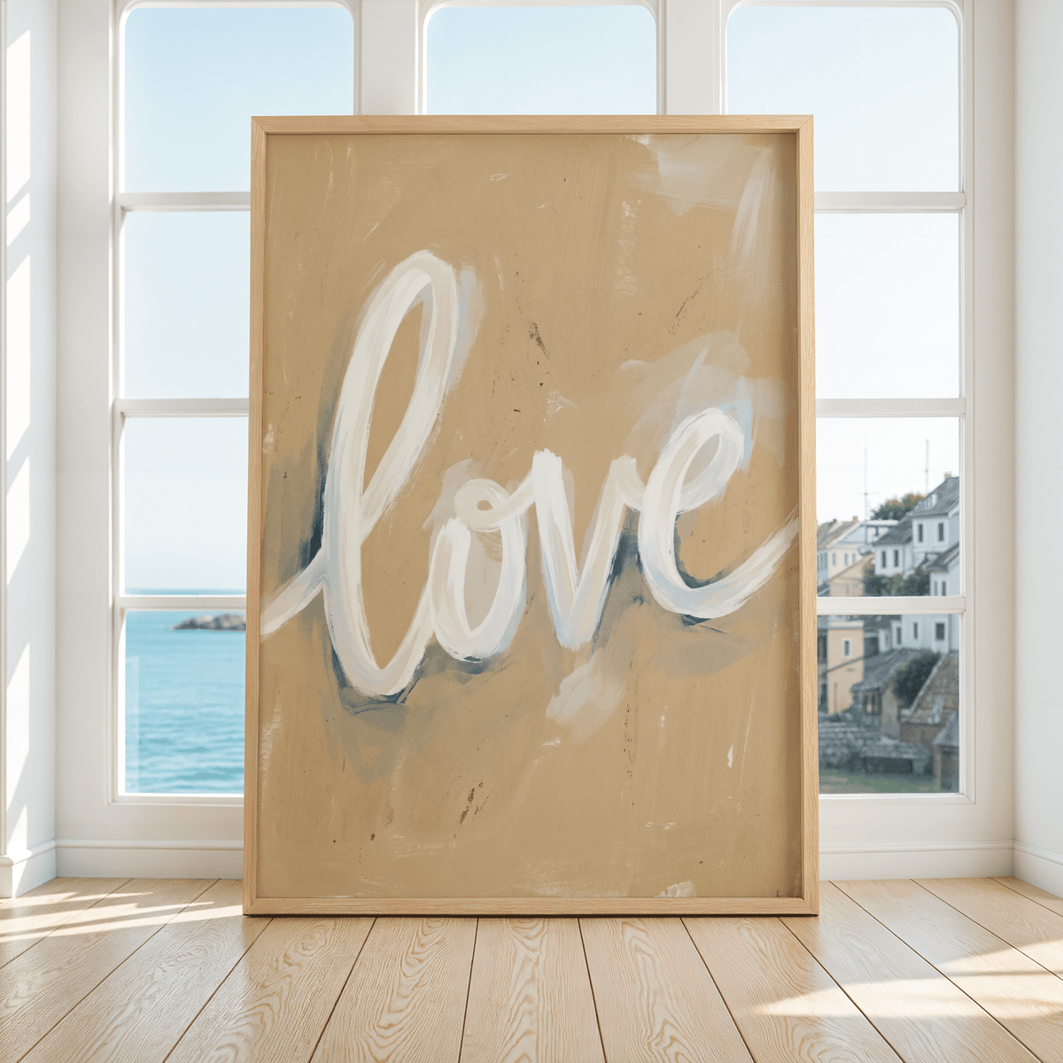 Soothing Love Wall Art print, blue white beige, ideal for nursery