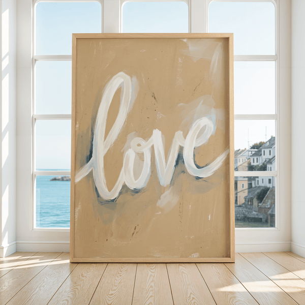 Soothing Love Wall Art print, blue white beige, ideal for nursery