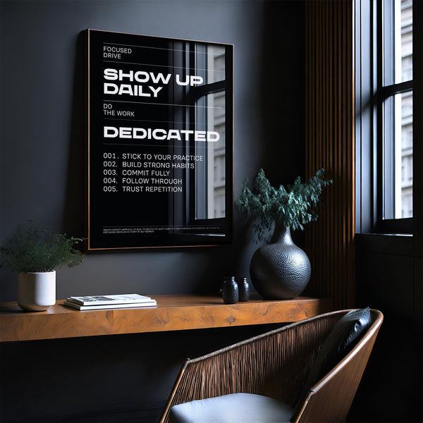 Inspiring daily discipline Wall Art Work ideal for offices and studios.