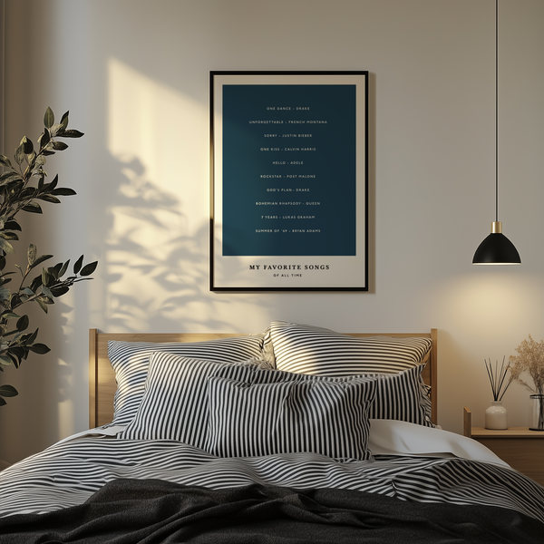 Personalized Custom Song Wall Art, black and white, living room wall art