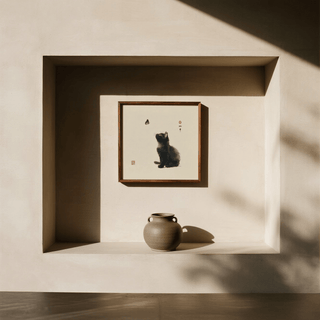 Butterfly Cat Poster Gray and White, modern poster for office walls