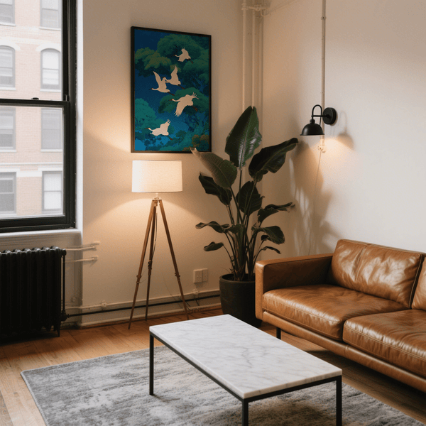 Bird Art Print ideal for dining room wall art in blue and green