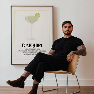 White background with light rum daiquiri glass art for clean spaces.