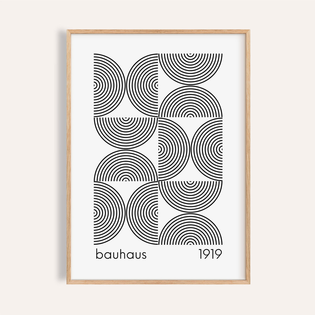 Bauhaus wall art featuring black and white geometric design