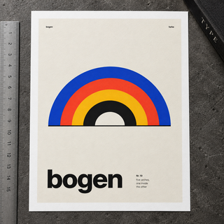 Close view of the Bauhaus style arch print on smooth matte paper