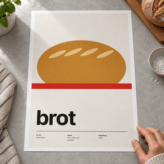 Close view of the golden loaf typography print on smooth matte paper