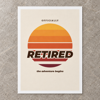 Close view of the officially retired sunset print on smooth matte paper