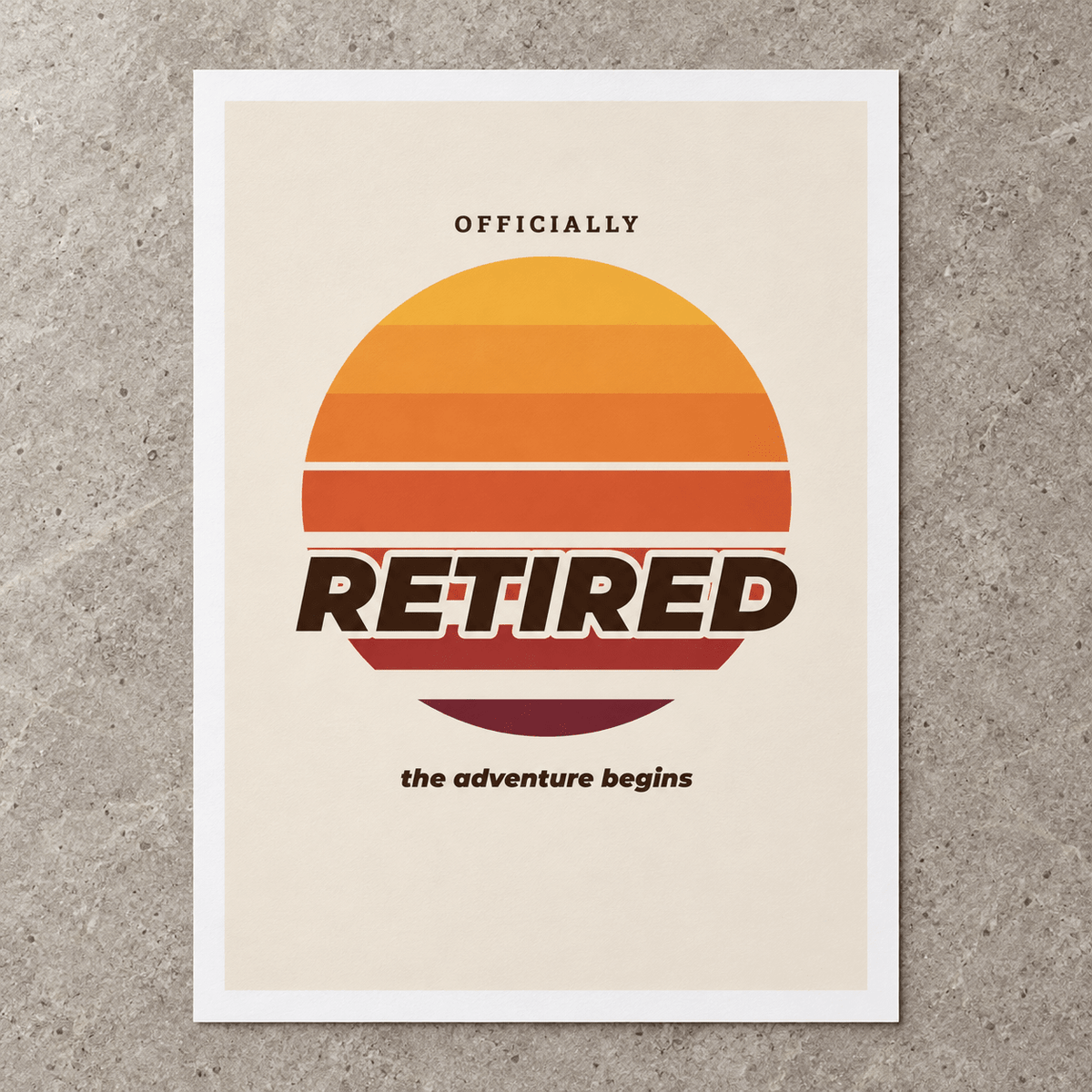 Close view of the officially retired sunset print on smooth matte paper
