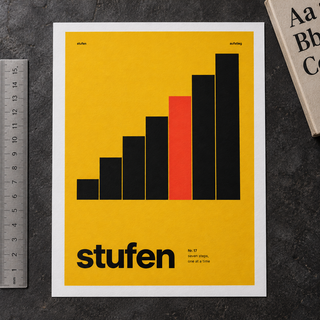 Close view of the Swiss style bar chart print on smooth matte paper