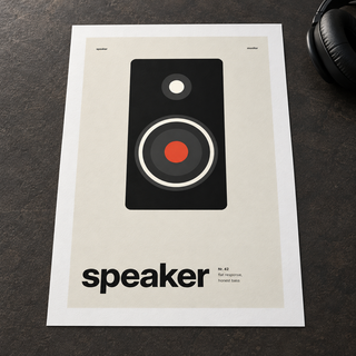 Close view of the Swiss style speaker print on smooth matte paper