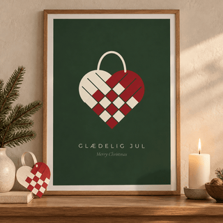 Close view of the red and cream heart print with festive styling