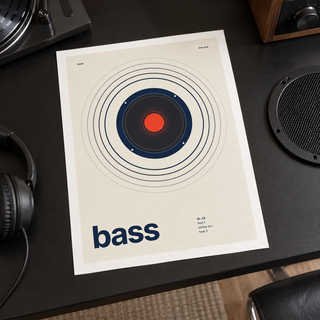 Close view of the Swiss style bass print on smooth matte paper