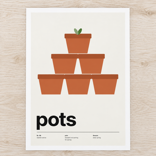 Close view of the Swiss style flower pot print on smooth matte paper