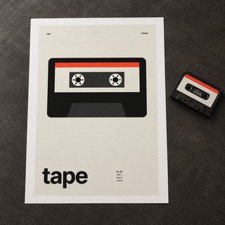 Close view of the Swiss style mixtape print on smooth matte paper