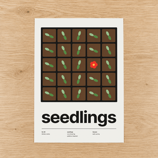 Close view of the Swiss style seedlings print on smooth matte paper