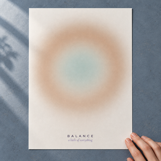 Close view of the warm sand gradient print with sage centre on smooth matte paper