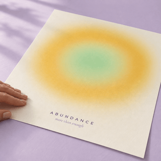 Close view of the warm yellow gradient print on smooth matte paper