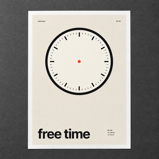 Close view of the minimalist clock face print on smooth matte paper
