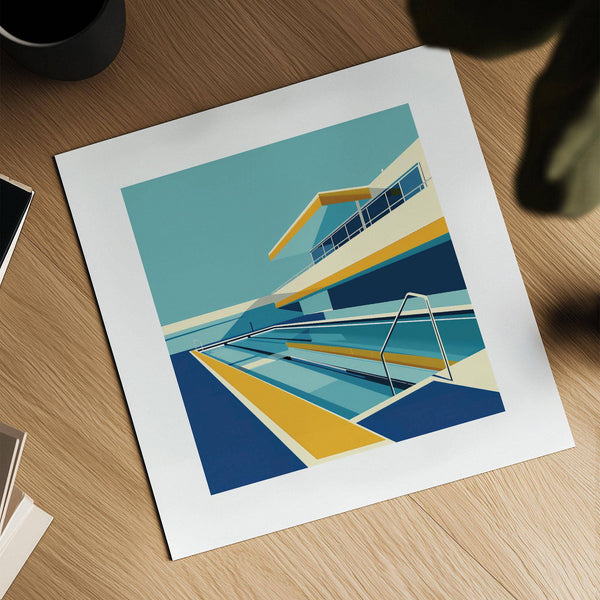 High-quality poolside art print for contemporary decor
