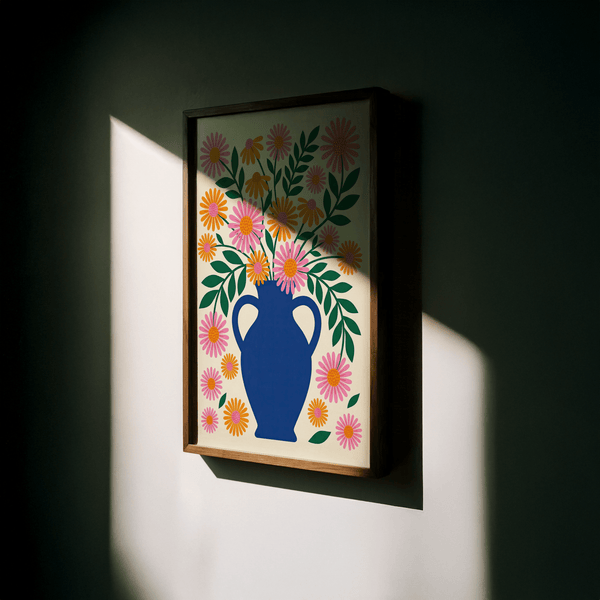 Vase Art Print showcasing Pink flowers, perfect for nursery wall art