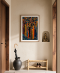 Room mockup featuring Indian Festival Art poster as a statement wall print