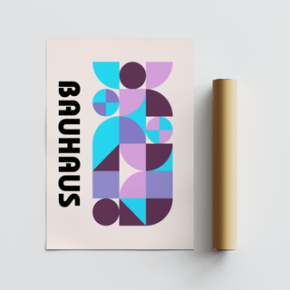Modern Colorful Shape Print poster with Purple, Pink, Blue for bedroom decor