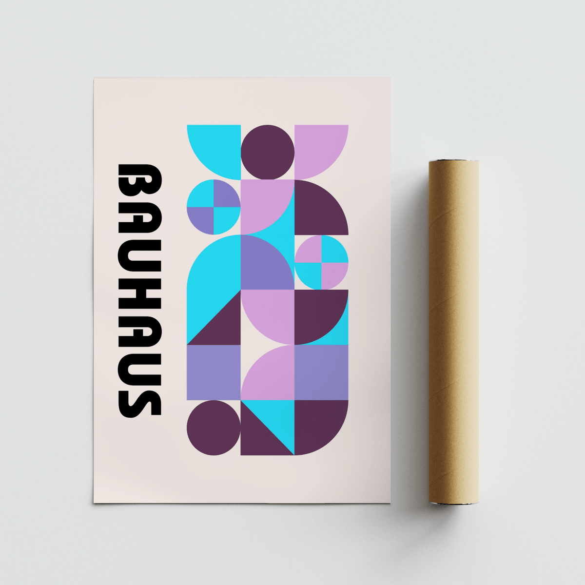 Modern Colorful Shape Print poster with Purple, Pink, Blue for bedroom decor