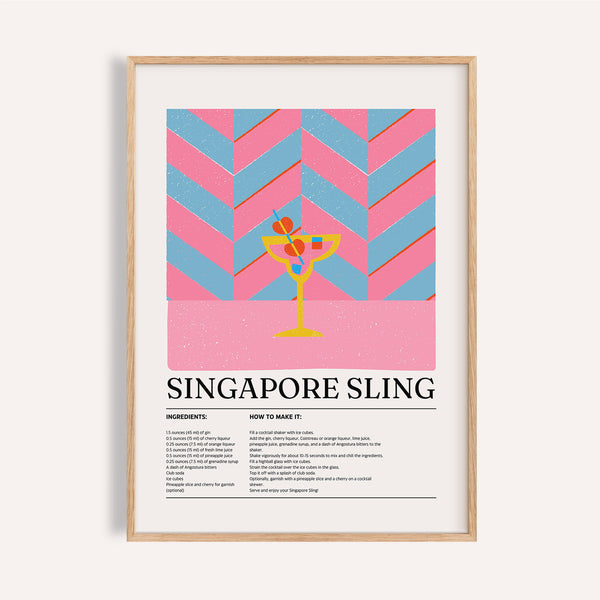 Cocktail-themed drinks art for gallery walls or home bar spaces

