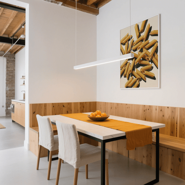 Dining area art print featuring Pasta Penne Art in Beige and Yellow