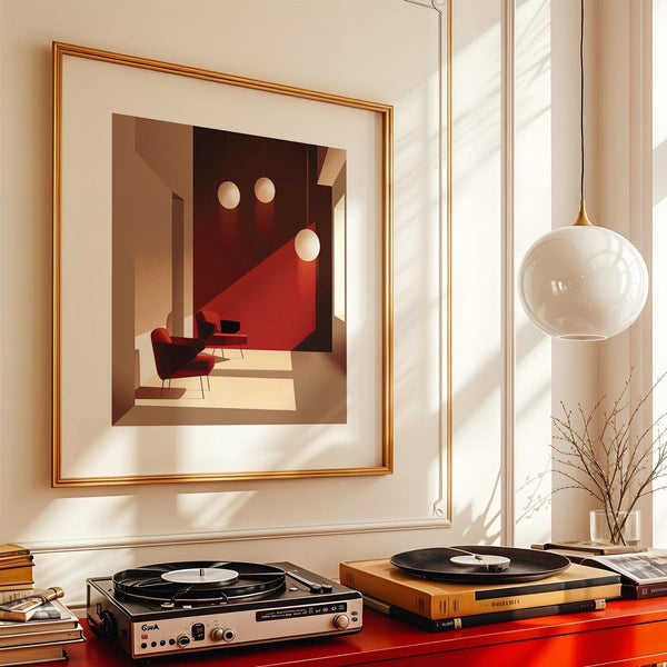 Abstract architectural art for office walls in earthy hues