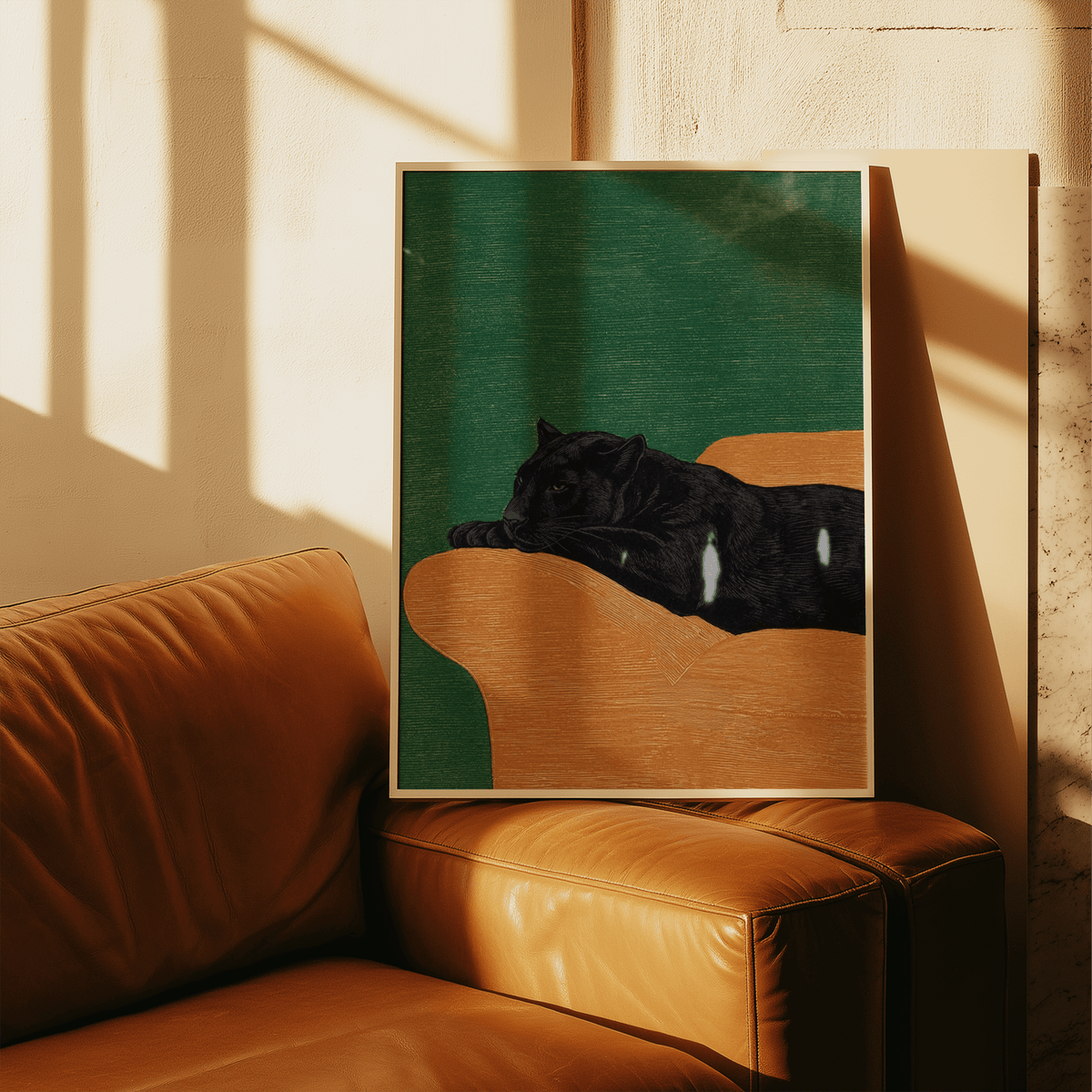 Big Cat Art Print showing a Black panther, designed for entryway spaces