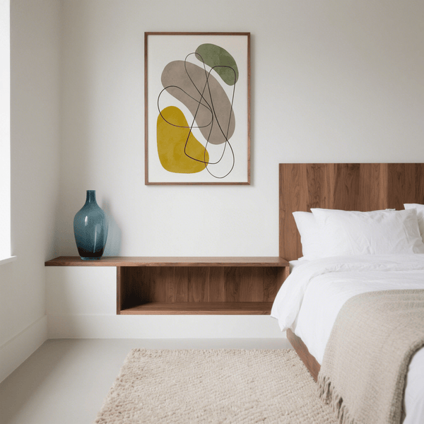 Geometric Abstract Poster print featuring Yellow, Green, Brown, Beige for home office