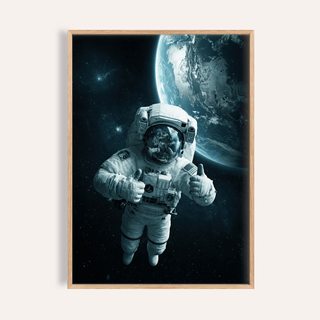 Astronaut Wall Art print in Blue Black and White for living room wall decor