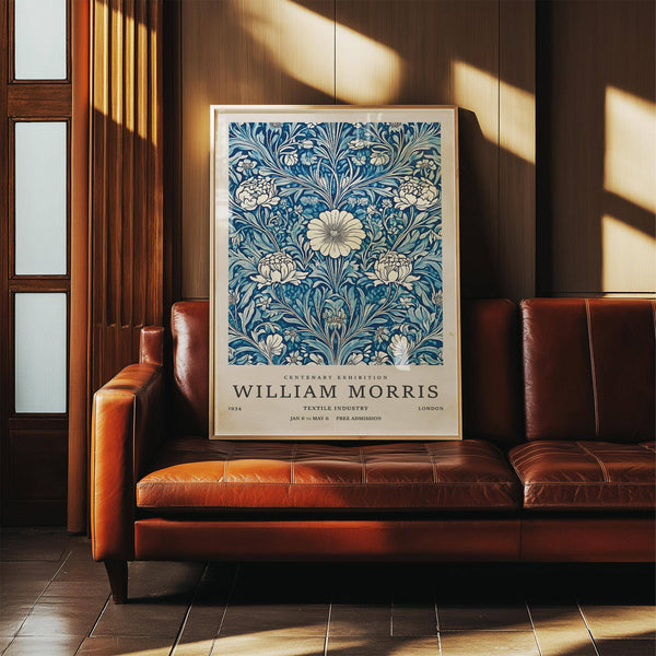 Detailed blue botanical prints with natural motifs for reading nook wall art