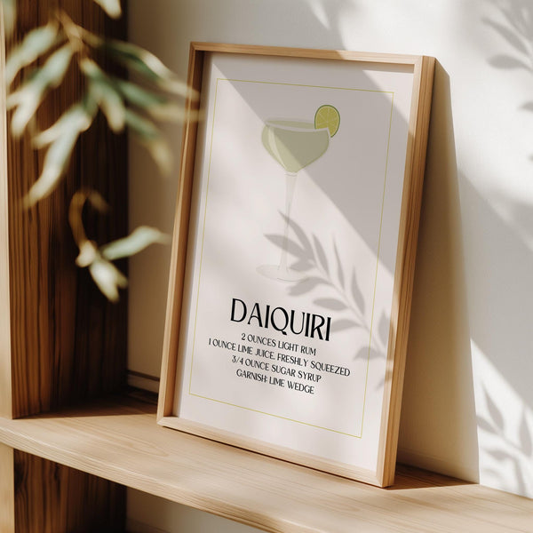 Kitchen pictures decor with daiquiri cocktail art print in minimalist style.