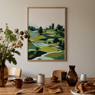 Gallery wall mockup including Landscape Golfing Poster with other landscape prints