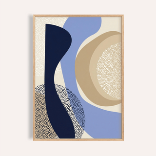 Modern Poster Design with Blue and Beige tones for living room wall art