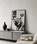 Black and White Tiger Print, black and white, hallway wall art