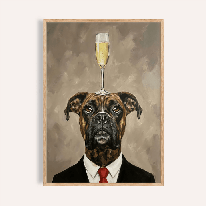Boxer Dog Poster beige black brown for living room art print