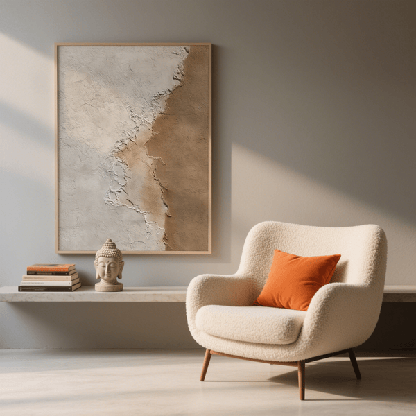 Contemporary Modern Home Decor wall art, brown beige abstract, suitable for study