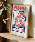 Paloma Cocktail Print in Pink and Blue shades, wall art for living room