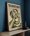 Full vertical Surrealist Golf Art Print with interlaced fairway knot and bold headline