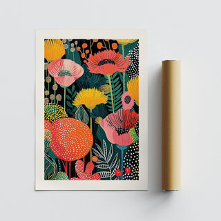 Wall art flower in contemporary decor, framed and styled above a neutral sofa.